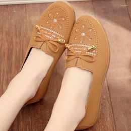 Casual Shoes Women's Bow Vulcanized Spring Retro Embroidered Flowers Flats Round Toe Solid Colour Loafers Zapatilla Deportiva Mujer