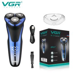 Razors Blades VGR electric shaver professional waterproof beard trimmer rotating 3D floating rechargeable mens V-306 Q240508