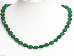 10mm green emerald jade jasper faceted round beads chain necklace 18 inch5252318