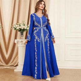 Ethnic Clothing Eid Party Caftan Morocco 2 Piece Abaya Embroidery Muslim Women Maxi Dresses Set Turkey Arabic Kaftan Dubai Islamic Gown