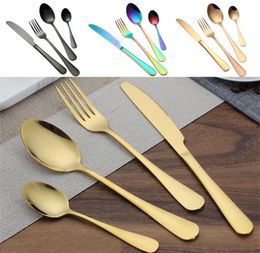 Stainless steel Gold Flatware Sets Spoon Fork Knife Tea Spoon Dinnerware Set Kitchen Bar Utensil Kitchen supplies DHL WX93778503304