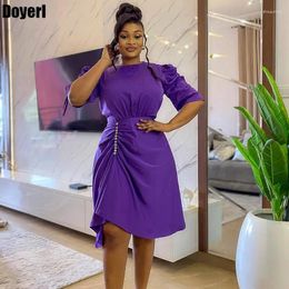 Party Dresses Elegant Fashion Ruched Midi Dress For Women Club Outfit High Waist Half Sleeve Knee-length Bodycon Nuevo En Vestidos