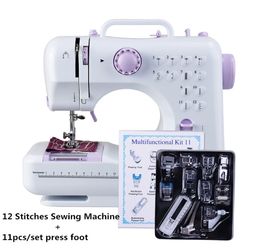 Multifunction Mini Sewing Machine 505A 12 Stitches Replaceable 11pc Presser Foot Power Supply LED Light Sewing classes2750380