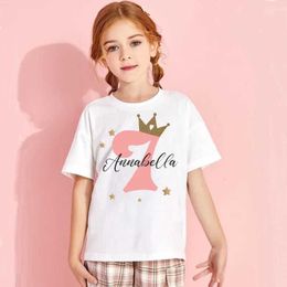 T-shirts Personalised Childrens Birthday T-shirt 1-9 Birthday Keepsake T-shirt Customised Name Childrens Clothing Top Girl Party Clothing GiftL2405