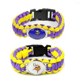 Bangle 18 25MM Glass Football Charms People Bracelet Paracord Survival Braided Rope Sports Bangles DIY Jewellery