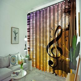 Curtain 3D Printing Modern Fashion Home Decor Music Curtains Yellow Shower Waterproof Bathroom