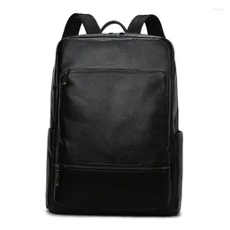 Backpack 2024 Brand Natural Cow Genuine Leather Men's Fashion Large Capacity Shoolbag Boy Laptop Computer Bag