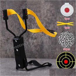 Hunting Slingshots Slings S Outdoor Catapt With Wrist Rubber Band Powerf Shooting High-Precision Metal Material Professional Drop De Dhwol