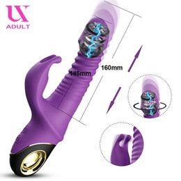 Other Health Beauty Items Powerful Rabbit Vibrator for Women Automatic Telesic Rotation Clit Stimulator Dildo G-Spot Female s for Adults 18 Y240503