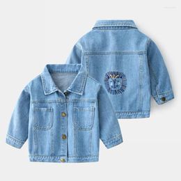 Jackets Spring Autunm Denim Toddler Girl Coat Long Sleeve Jacket Kid Cartoon Jeans Baby Boy Clothes