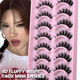 5MOG False Eyelashes Groinneya 5/10 pairs of 3D artificial mink fur fluffy soft full-thickness Wispy natural long fake eyelashes curled wholesale d240508