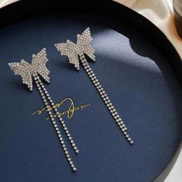 Dangle Chandelier LATS Butterfly Tassel Long Exaggerated Earrings for Women 2020 Retro Rhinestone Dangle Earring Brincos Kolczyki Fashion Jewellery