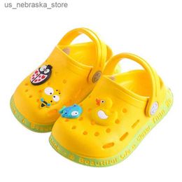 Slipper Summer sandals childrens mules baby boys and girls cartoon flat shoes solid sliders garden Q240409