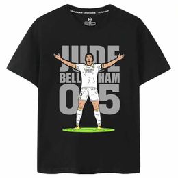 Men's T-Shirts Bellingham Celebrates Action Short Slve T-shirt for Real Madrid Fans Commemorating The Summer Crewneck England Team T240506