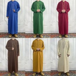 Ethnic Clothing Muslim Hooded Robe Men Long Sleeved Arab Casual Loose Abaya Islamic Kaftan Plain Colour With Pockets Burqas