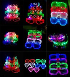 Party LED Glasses Glow In The Dark Halloween Christmas Wedding Carnival Birthday Party Props Accessory Neon Flashing Toys3845046