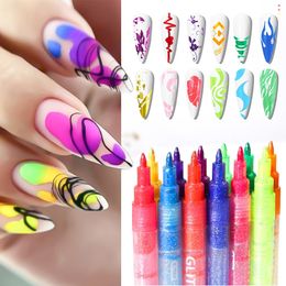 12pcs Painting Nails Pen Comic Graffiti Abstract Colour Lines Design Waterproof Sketch DIY Decor Accessories Supplies Tools JIGY 240430