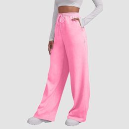 Women's Pants Capris Womens wool lined sports pants wide straight leg bottom winter warm daily casual jogging Q240508