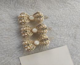 fashion metal hair clips C Classic rhinestone pearls letters design hairpins accessories With paper card5405810