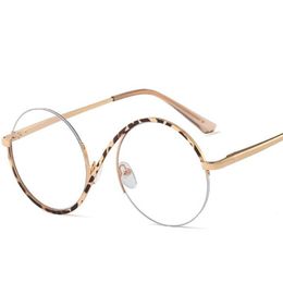 Sunglasses Retro Semi-Rimless Round Women Metal Glasses Frame Fashion Men Optical Clear Anti Blue Light Eyeglasses Frames 303b