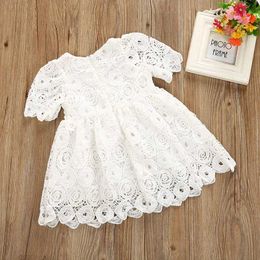 Girl's Dresses Preschool baby floral lace short sleeved princess formal dress comfortable and breathable dressL2405