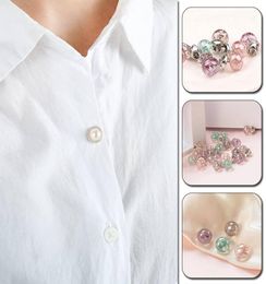 Pins Brooches 10PcsLot Button Brooch Set For Women Imitation Pearl Rhinestones Ball Pin Sweater Coat Prevent Exposure7418093