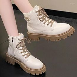 Boots 2024 Shoes For Women Lace Up Women's Winter Round Toe Solid Cotton Warm Mid Heel Water Proof Fashion Naked