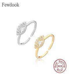 925 Sterling Silver Petite Good Luck Adjustable Opening Turkey Evil Eye Zircon Finger Chain Rings For Women Whole Joyas New23937520681