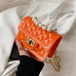 Shoulder Bags 2024 Fashion Women Crossbody Bag Ladies Jelly Chain Handbag Pearl Handle Women's PVC Mini Girl