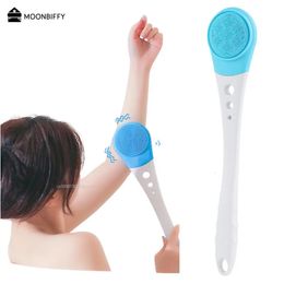 Electric bathroom brush silicone double-sided handheld household waterproof massage body brush long handle back friction artwork 240429