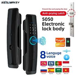 Smart Lock Tuya Smart Home Electronic Lock Wifi Application Fingerprint Biometric Card TTLock Application Digital Password Keyless Smart Door Lock Security WX