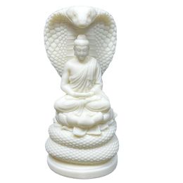 Sculptures White Python Buddha Small Statue Resin Art Sculpture Chinese Feng Shui Figure Statue Home Decoration Accessories Free Delivery