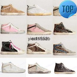 golden goosee NEW Designer Shoes Designer Italy Sneaker Mid Star Women Shoes Leopard Print Pink -Gold Glitter Classic White Do -Old Dirty