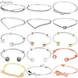 Chain 925 sterling silver ball cap open bracelet bow sparkling charming bright suitable for trendy bead charm jewelry XW