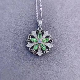 Pendants KOFSAC Beautiful Vintage Zircon Green Flower Pendant Necklace For Women 925 Silver Necklaces Classic Jewellery Party Accessories