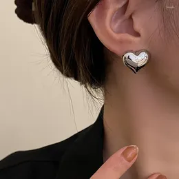 Stud Earrings Minimalist Silver Colour Smooth LOVE Heart For Women Trendy Elegant Wedding Bride Jewellery Prevent Allergy
