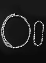 Hip Hop 5MM Iced Out Necklaces Bracelet 1 Row Rhinestone Choker Bling Crystal Tennis Chain Necklace For Men Jewelry5571591