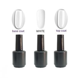 White Colour Gel+Base coat+Top coat 15 ml 3 pieces per set semi-permanent nail polish gel