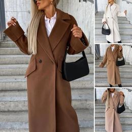 Women's Jackets Thick Woman Fall Winter Overcoat Loose Double-breasted Straight Women Jacket Windproof Mid Length OL Commute Style Coat