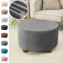 Chair Covers Velvet Round Ottoman Folding Storage Stool Furniture Protector Stretch Footrest Foot Living Room Slipcover