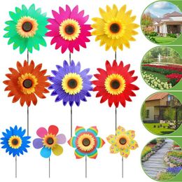 Garden Decorations Rotating Sunflower Windmill Colorful Wind Turbine Stakes Outdoor Party Yard Decor
