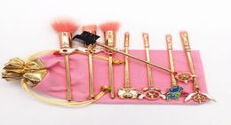 Brand 8PCS Makeup Brushes Set Sailor Moon Mermaid Metal Brushes Eyeshadow Highlighter Brush Eyebrow Blending Brush Cosmetics 4564615