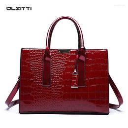Shoulder Bags Patent Leather Crocodile Pattern For Women 2024 Female Hand Crossbody High Quality Solid Colour Ladies Handbag