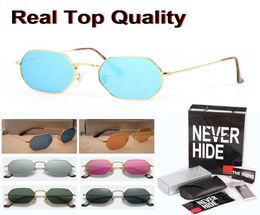 High Quality sunglasses men women Metal Frame UV400 glass lenses Octagonal sun glasses with original box packages accessories e1029991