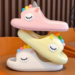 Summer Beautiful Cute Cartoon Colt Slippers Childrens NonSlip Soft Sole Sandals Boys Girls Home Slides For Kids Shoes 240509