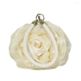 Storage Bags Bridal Rose Flower Evening Clutch Purse Women Bag Small Handbag Lady Silk Wedding Decorate Totes Party Bridesmaid Gift Purses