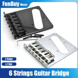 Accessories 6 Saddles Electric Guitar Bridge Tailpiece for TL Electric Guitar Replacement Chrome Black Guitar Parts