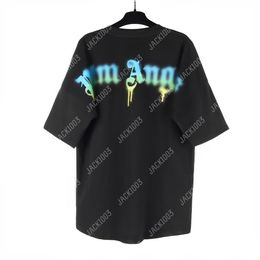 Palm PA 24SS Summer Rainbow PALM Letter Printing Logo T Shirt Boyfriend Gift Loose Oversized Hip Hop Unisex Short Sleeve Lovers Style Tees Angels 2215 NKTK