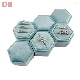 Jewellery Pouches Hexagonal Wedding Ceremony Ring Box With Detachable Lid Velvet Double Packaging For Small Businesses