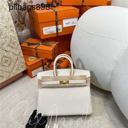 Top Cowhide Handbag Brkns Genuine Leather Milk White Uncle Wax ThreadO5K58FZO